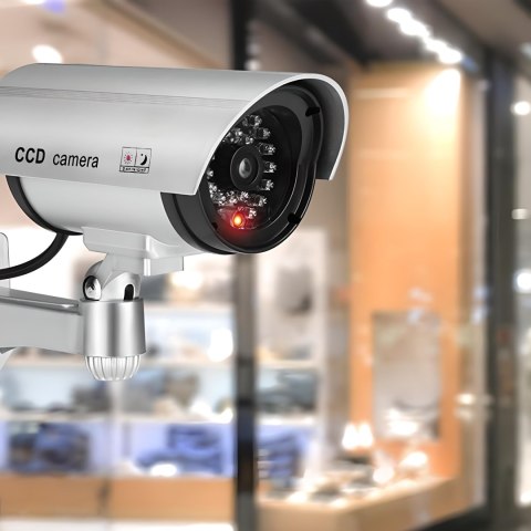 Kamera atrapa ir led kamery zewnętrzna z diodą - srebrna e057