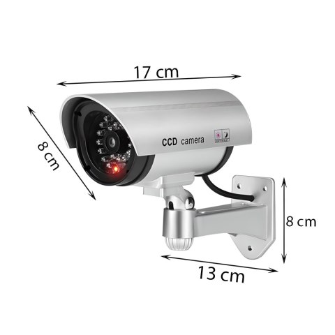 Kamera atrapa ir led kamery zewnętrzna z diodą - srebrna e057