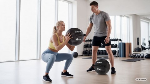 Piłka lekarska do ćwiczeń fitness, rehabilitacyjna, 2kg, REBEL ACTIVE