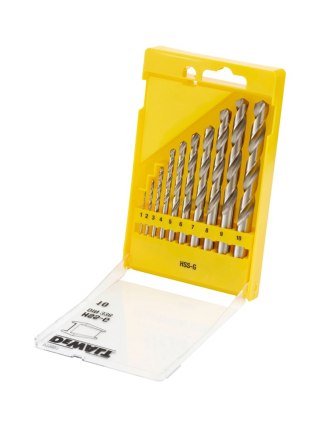 Wiertła do metalu hss-g,din338,kpl: 1,2,3,4,5,6,7,8,9,10 mm