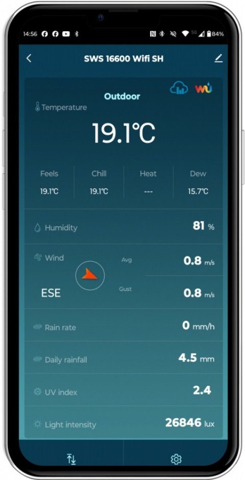 Profesjonalna stacja meterologiczna wifi smart z czujnik 7w1