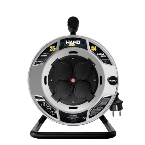 Przedłużacz bębnowy HAND HEAVY; 4x2p+Z; IP44; 16A; H05RR-F; 31,5; 25m; CZARNY