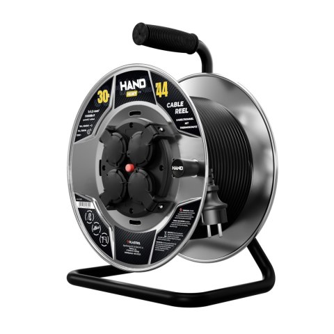 Przedłużacz bębnowy HAND HEAVY SCHUKO; 4x2p+Z; IP44; 16A; H05RR-F; 31,5; 30m; CZARNY