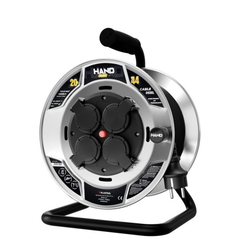 Przedłużacz bębnowy hand heavy schuko; 4x2p+z; ip44; 16a; h05rr-f; 3x2,5; 20m; czarny
