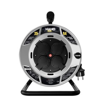 Przedłużacz bębnowy hand heavy schuko; 4x2p+z; ip44; 16a; h05rr-f; 3x2,5; 25m; czarny