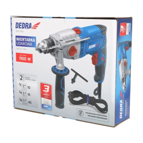 Wiertarka udarowa 1100w, kluczykowy 13mm, kolorowe pudełko