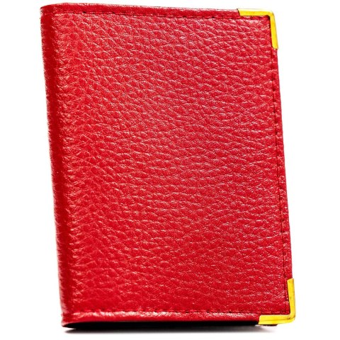 Czerwone etui na karty wykonane ze skóry naturalnej