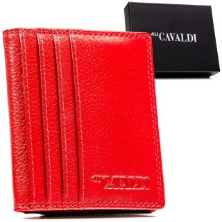 Czerwone etui na karty ze skóry naturalnej z systemem RFID - 4U Cavaldi