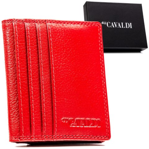 Czerwone etui na karty ze skóry naturalnej z systemem RFID - 4U Cavaldi