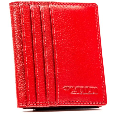 Czerwone etui na karty ze skóry naturalnej z systemem RFID - 4U Cavaldi