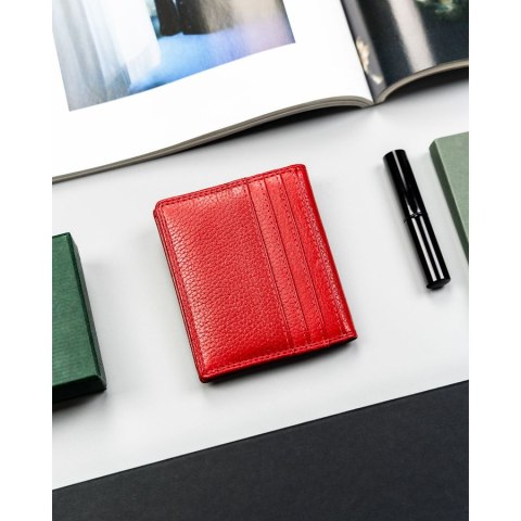 Czerwone etui na karty ze skóry naturalnej z systemem RFID - 4U Cavaldi