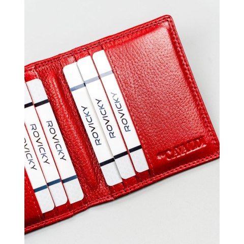 Czerwone etui na karty ze skóry naturalnej z systemem RFID - 4U Cavaldi
