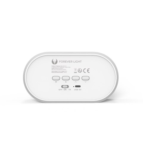 Budzik z nocnym króliczkiem led pure fnl-05 ingrid biały podłużny, 1200 mah forever light