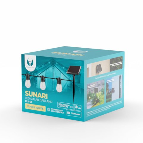 Girlanda solarna 7,5 m 10 żarówek ip44, 1500mah, czas pracy na aku. 8h. zestaw zawiera: panel solarny, girlanda, 2 zapasowe żarn