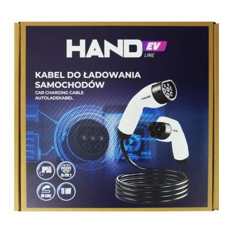 Kabel do ładowania samochodówtype 2; 11kw; 380v; 16a; ip55; dł przewodu 3mb