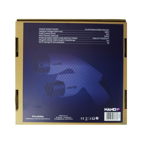 Kabel do ładowania samochodówtype 2; 22kw; 380v; 32a; ip55; dł przewodu 3mb