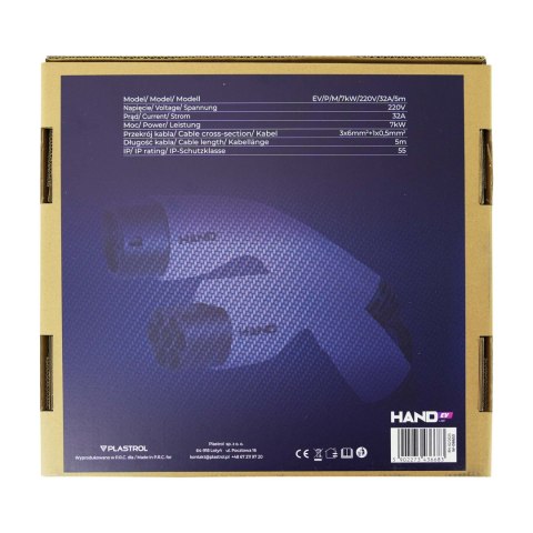 Kabel do ładowania samochodówtype 2; 7kw; 220v; 32a; ip55; dł przewodu 5mb