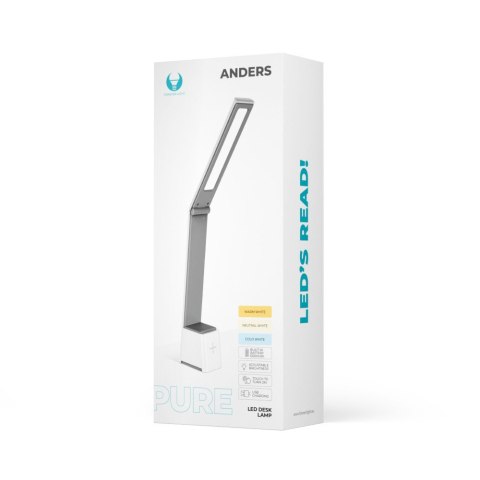 Lampa biurkowa led 5w składana pure flb-110 anders biało-szara 1200 mah forever light