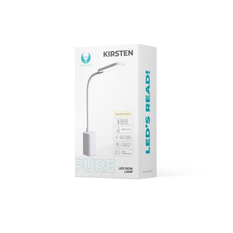 Lampa biurkowa led 6w z klipsem pure flb-10 kirsten biała 1200 mah forever light