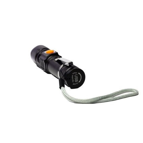 Latarka ręczna, trzy tryby świecenia; max 200 lm; ładowanie usb; ip22