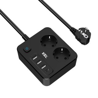 Listwa, 2 gniazda 2p+z oraz gniazdami usb a, usb c, 2m, schuko; kel