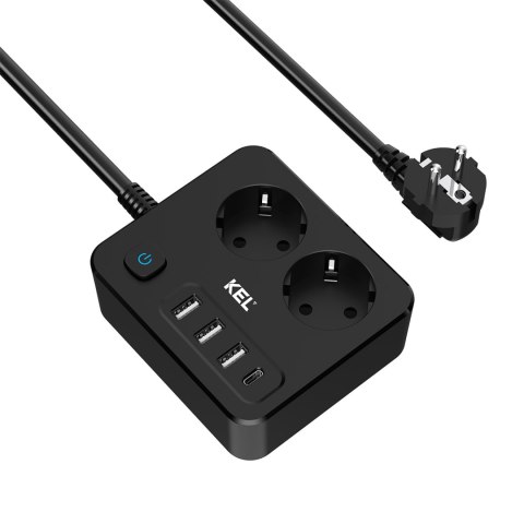 Listwa, 2 gniazda 2p+z oraz gniazdami usb a, usb c, 2m, schuko; kel