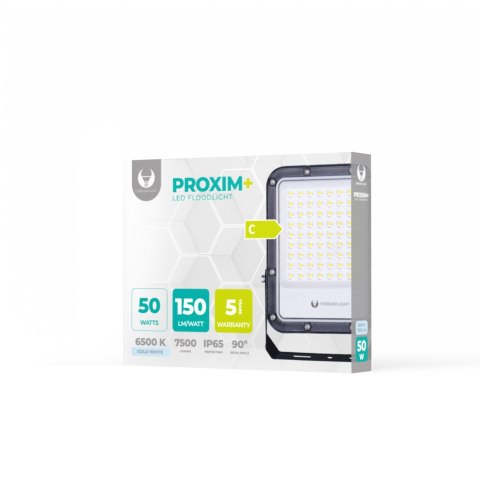 Naświetlacz led proxim+ 50w 6500k 7500lm 230v ip65 forever light 150lm/w 5 lat gwarancji