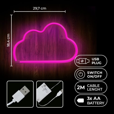 Neon led chmurka różowa nne25 neolia