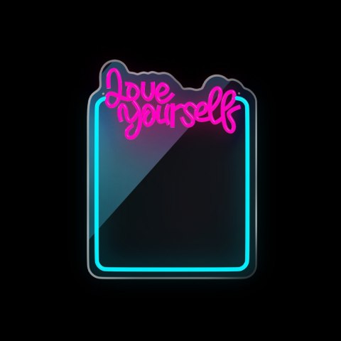 Neon mirror led love yourself błękit róż fmne01 forever light