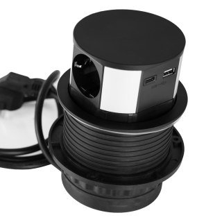 Gniazdo meblowe do zabudowy, 3 złącza wtyczkowe schuko, 1xgniazdo usb a, 1xgniazdo usb c