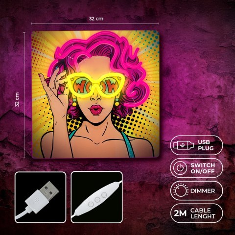 Neon art led power woman żółto fioletowy fla02 forever light