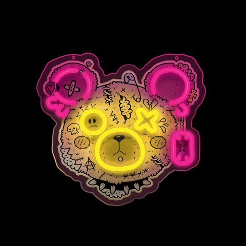 Neon art led punk miś róż-żółty fla01 forever light