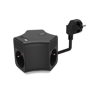 Przedłużacz 3-gniazdowy schuko z włącznikiem i gniazdami usb-a i usb-c