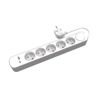 Przedłużacz 5-gniazdowy z włącznikiem i gniazdami usb-a i usb-c