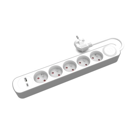Przedłużacz 5-gniazdowy z włącznikiem i gniazdami usb-a i usb-c