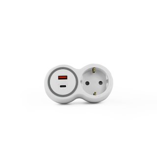 Rozgałęźnik jednokrotny, 1x gniazda wtyczkowe z uziemieniem schuko, 1xgniazdo usb a, 1xgniazdo usb c