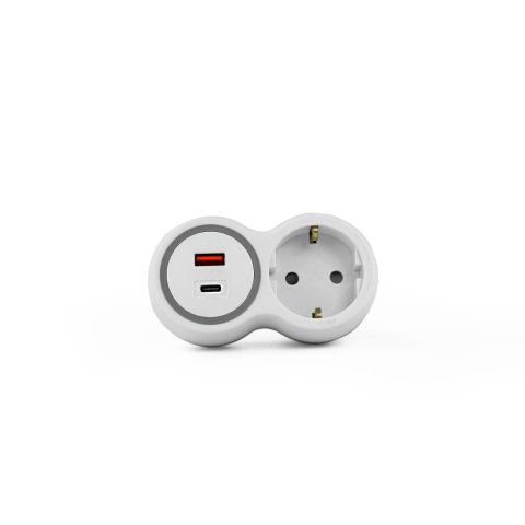 Rozgałęźnik jednokrotny, 1x gniazda wtyczkowe z uziemieniem schuko, 1xgniazdo usb a, 1xgniazdo usb c