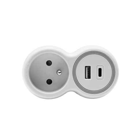 Rozgałęźnik jednokrotny, 1x gniazdo wtyczkowe z uziemieniem, 1xgniazdo usb a, 1xgniazdo usb c