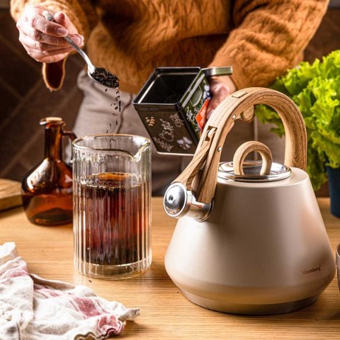 CZAJNIK STALOWY Z GWIZDKIEM 2,5L KLAUSBERG KB-7950 BEŻOWY