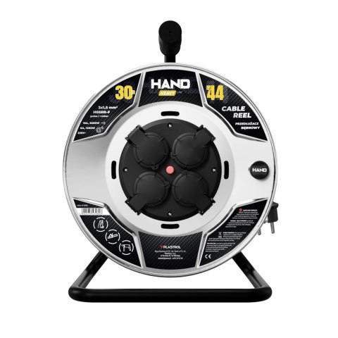 Przedłużacz bębnowy HAND HEAVY; 4x2p+Z; IP44; 16A; H05RR-F; 31,5; 30m; CZARNY