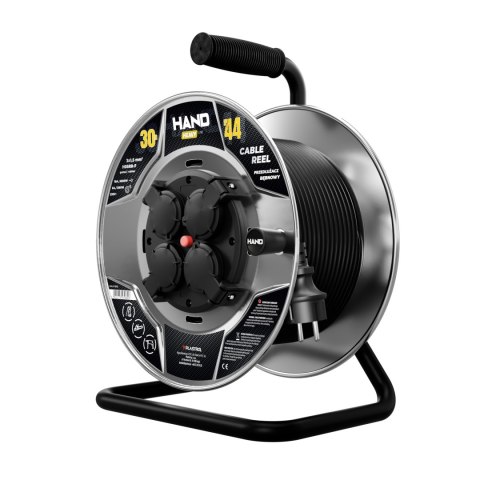 Przedłużacz bębnowy HAND HEAVY; 4x2p+Z; IP44; 16A; H05RR-F; 31,5; 30m; CZARNY