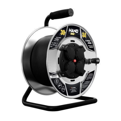 Przedłużacz bębnowy HAND HEAVY; 4x2p+Z; IP44; 16A; H05RR-F; 31,5; 30m; CZARNY