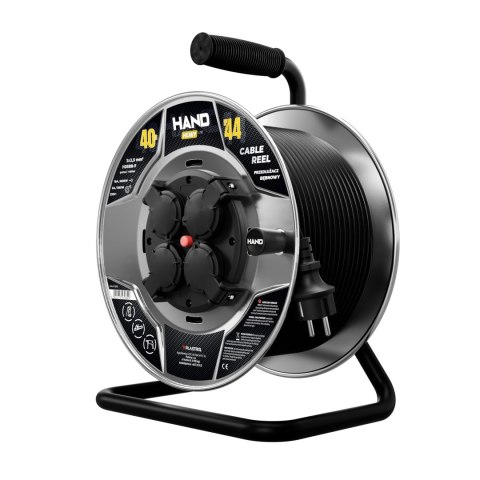 Przedłużacz bębnowy hand heavy; 4x2p+z; ip44; 16a; h05rr-f; 3x2,5; 40m; czarny