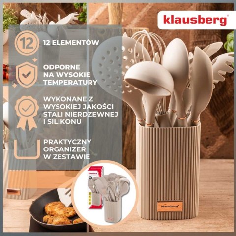 ZESTAW 12 SILIKONOWYCH PRZYBORÓW KUCHENNYCH W STOJAKU KLAUSBERG KB-9012
