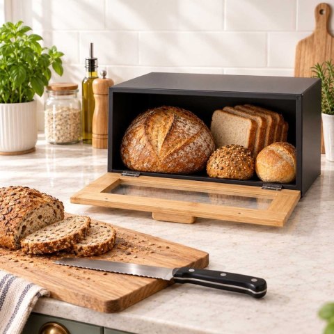 CHLEBAK POJEMNIK BAMBUSOWY NA PIECZYWO Z OKIENKIEM E-6095