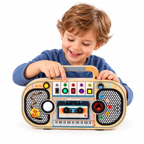 Drewniane Radio Interaktywne Tablica Manipulacyjna Światła LED Dźwięki