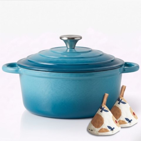 EMALIOWANY GARNEK ŻELIWNY 22cm 3L HAGE LAZUR