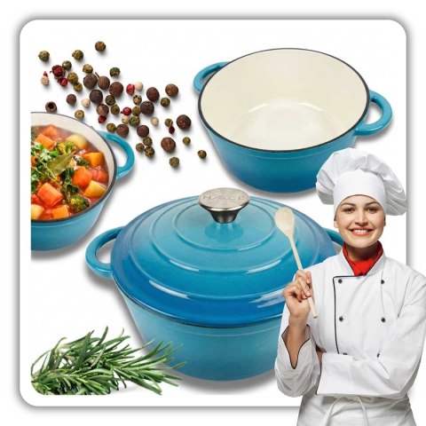 EMALIOWANY GARNEK ŻELIWNY 26cm 5L HAGE LAZUR