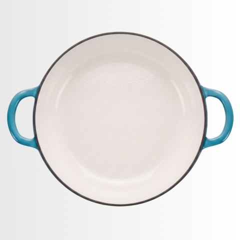 EMALIOWANY GARNEK ŻELIWNY PŁASKI 30cm 3L HAGE LAZUR