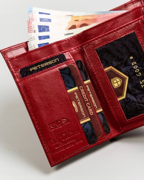 Mały, skórzany portfel damski z systemem RFID - Peterson